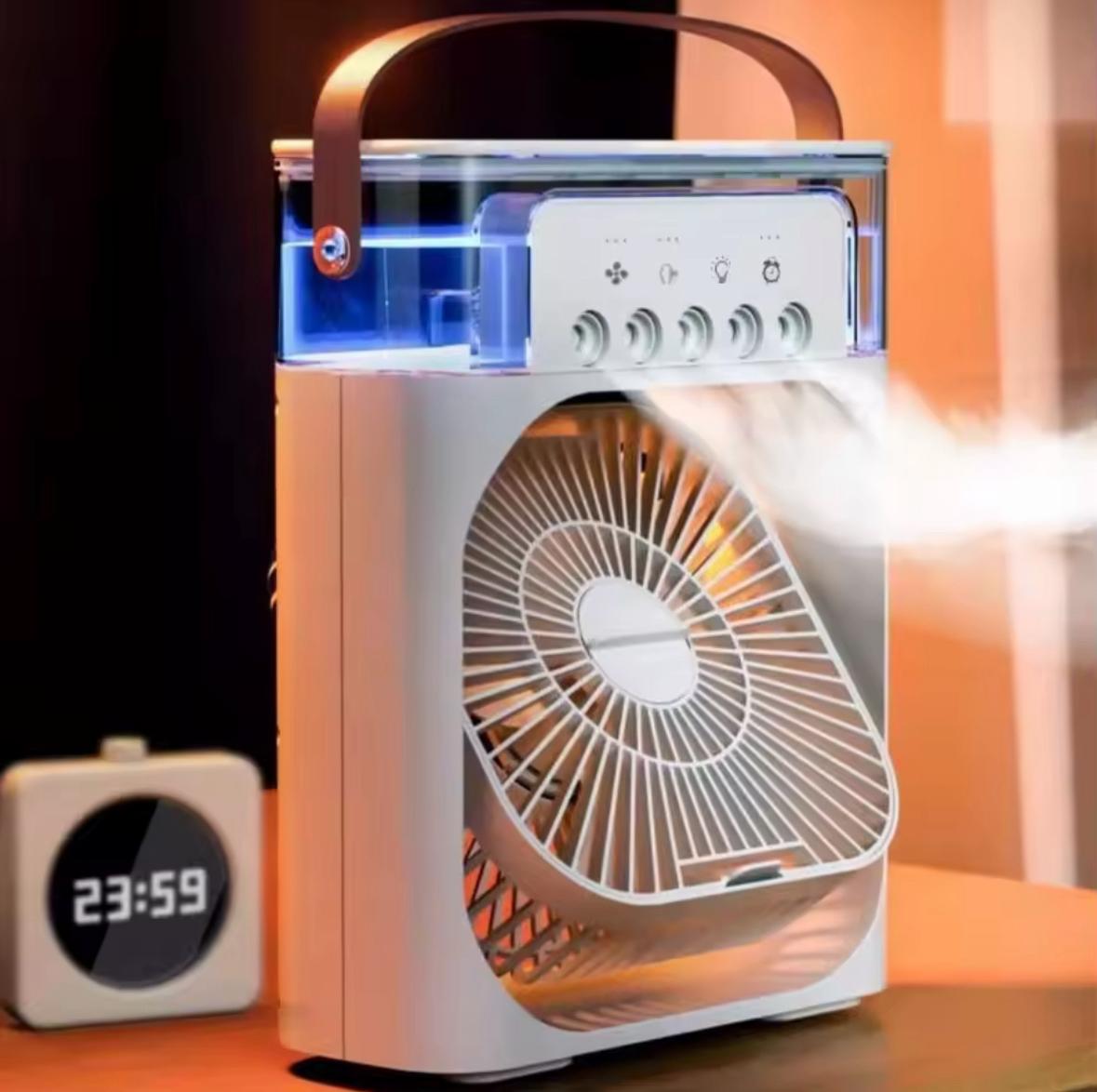 2025 New Three In One Household Air Conditioner Small Air Cooler Portable Smallfan Household Night Humidifier LED Nightlight Fan