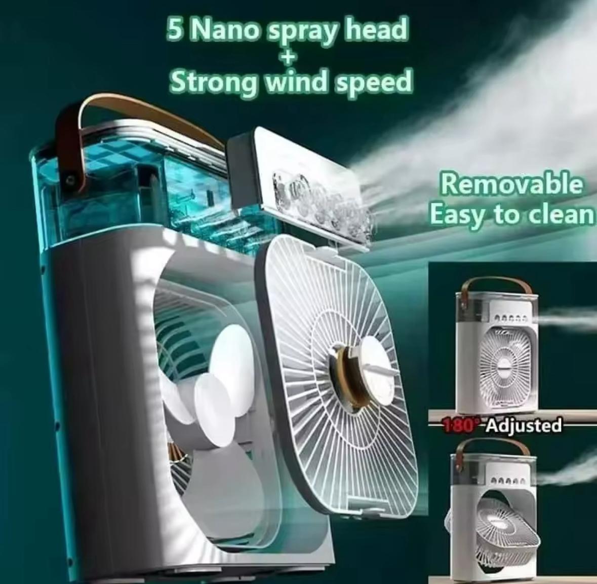 2025 New Three In One Household Air Conditioner Small Air Cooler Portable Smallfan Household Night Humidifier LED Nightlight Fan