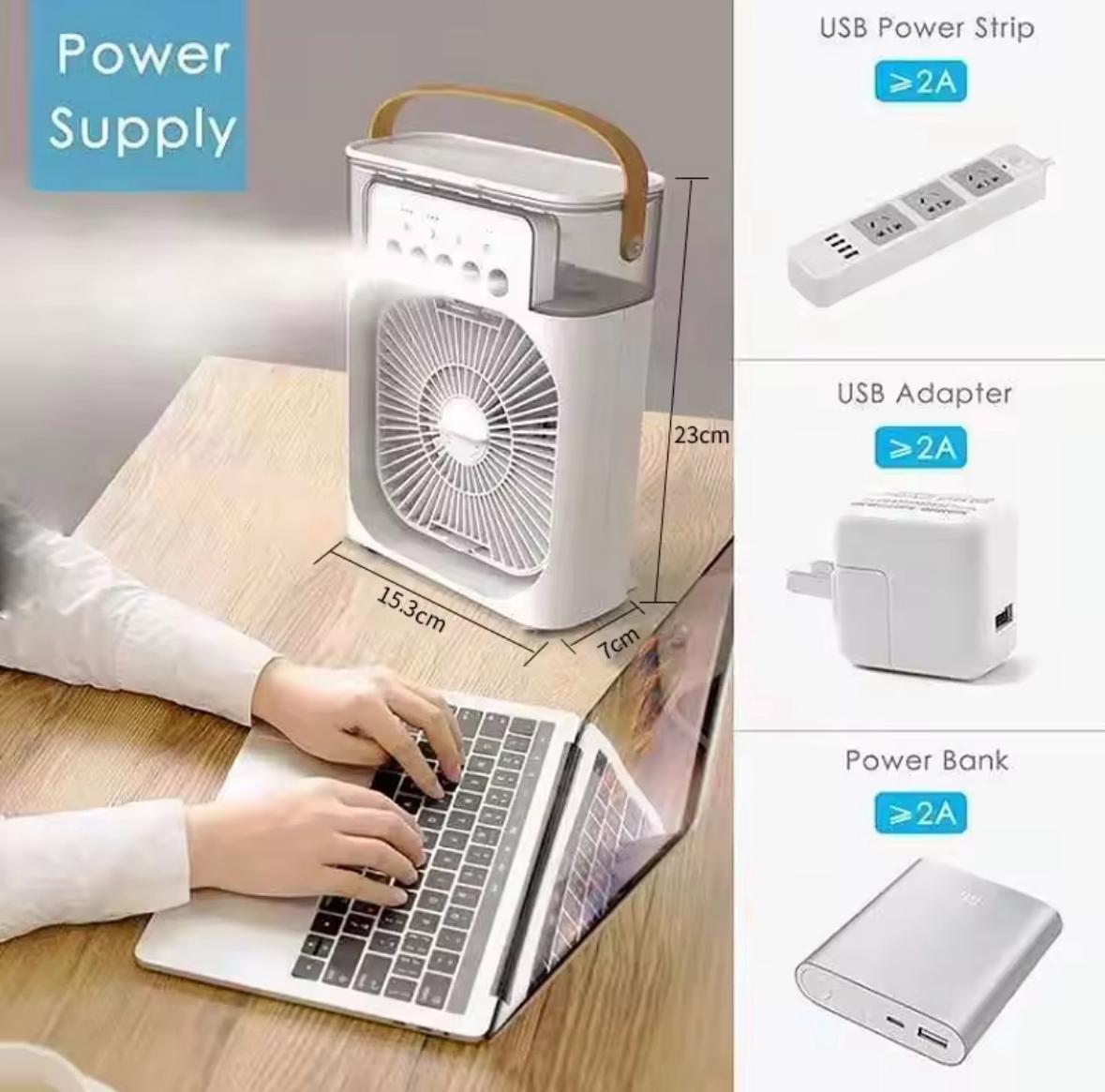 2025 New Three In One Household Air Conditioner Small Air Cooler Portable Smallfan Household Night Humidifier LED Nightlight Fan